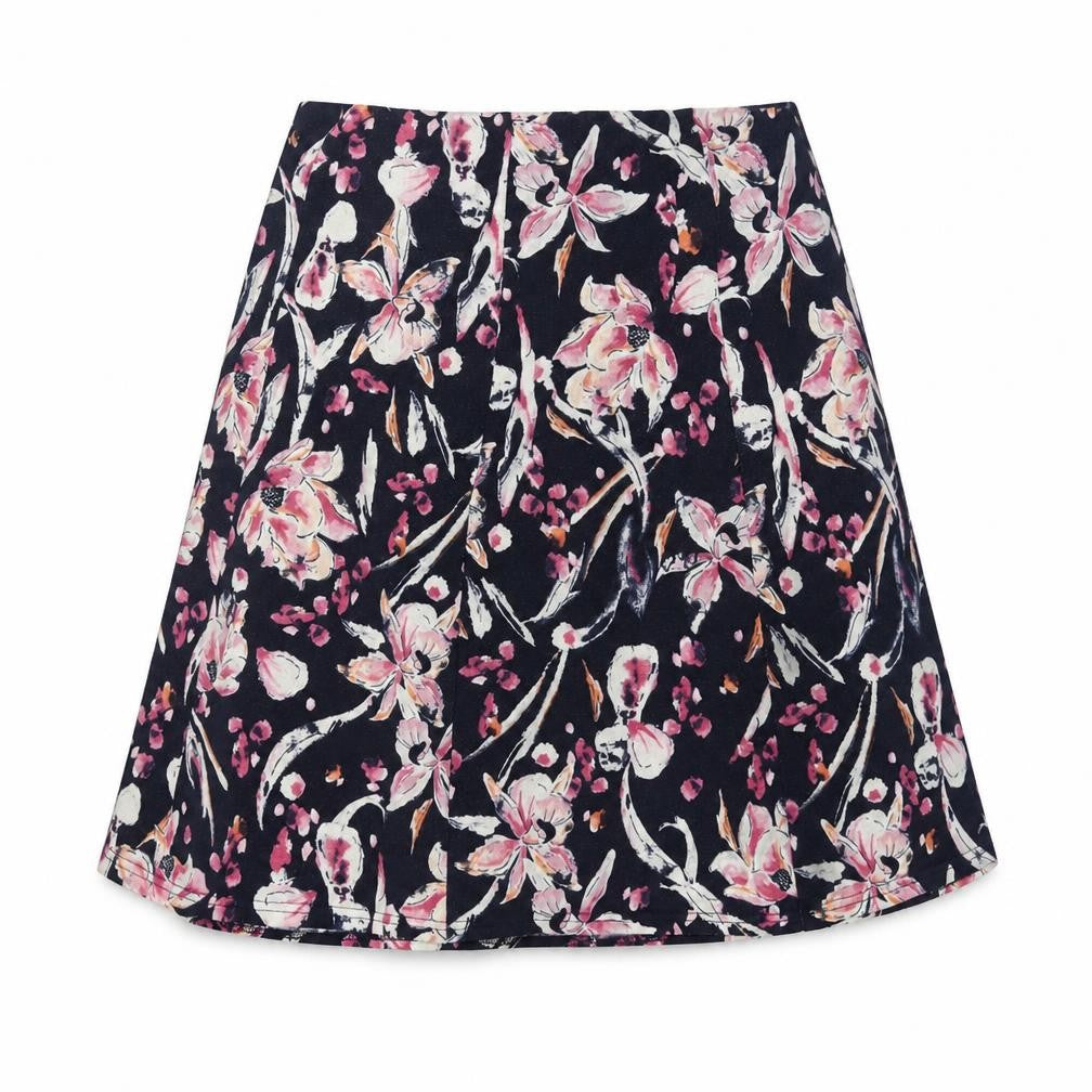 Preworn Womens Blue Floral Polyester Swing Skirt Size 34 in