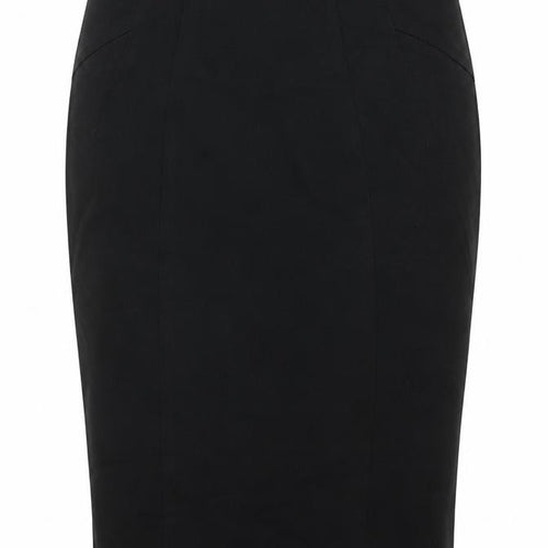 Marks and Spencer Womens Black Polyester Straight & Pencil Skirt Size 8 Zip