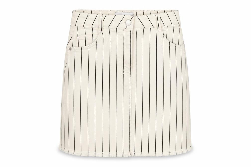 NEXT Womens Beige Striped Cotton Straight & Pencil Skirt Size 8 Zip
