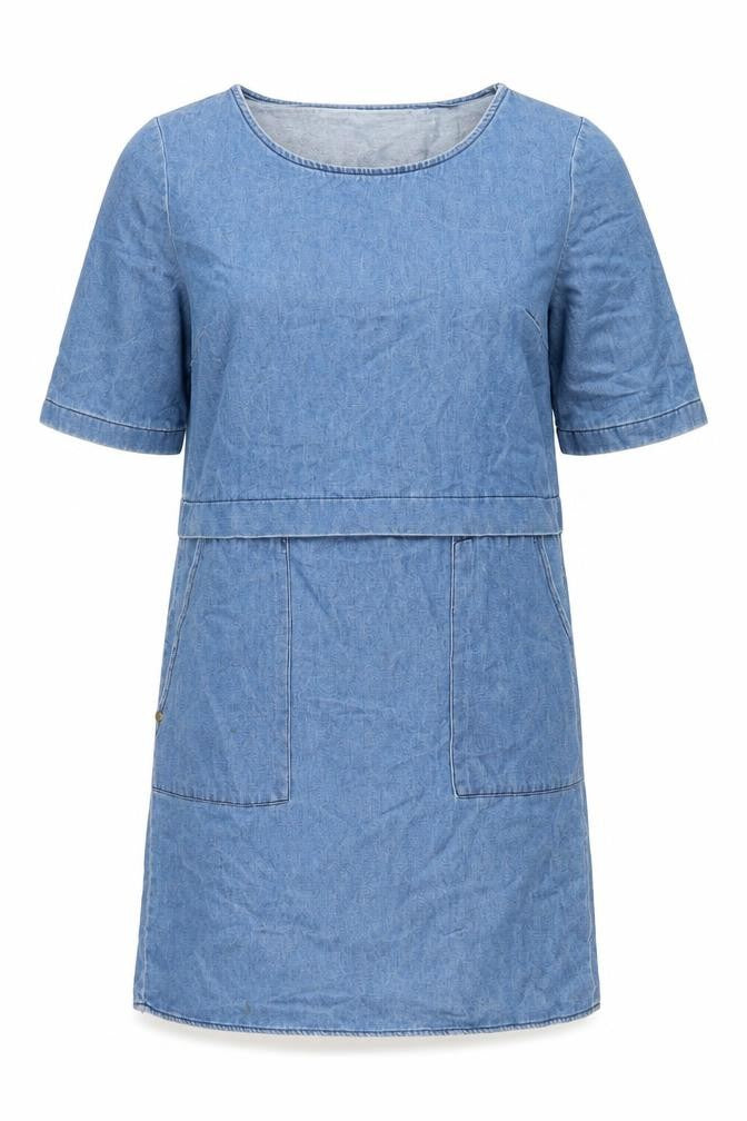 Front view of F&F women’s blue cotton shift, size UK 6, boat neck pullover