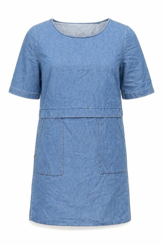 Front view of F&F women’s blue cotton shift, size UK 6, boat neck pullover