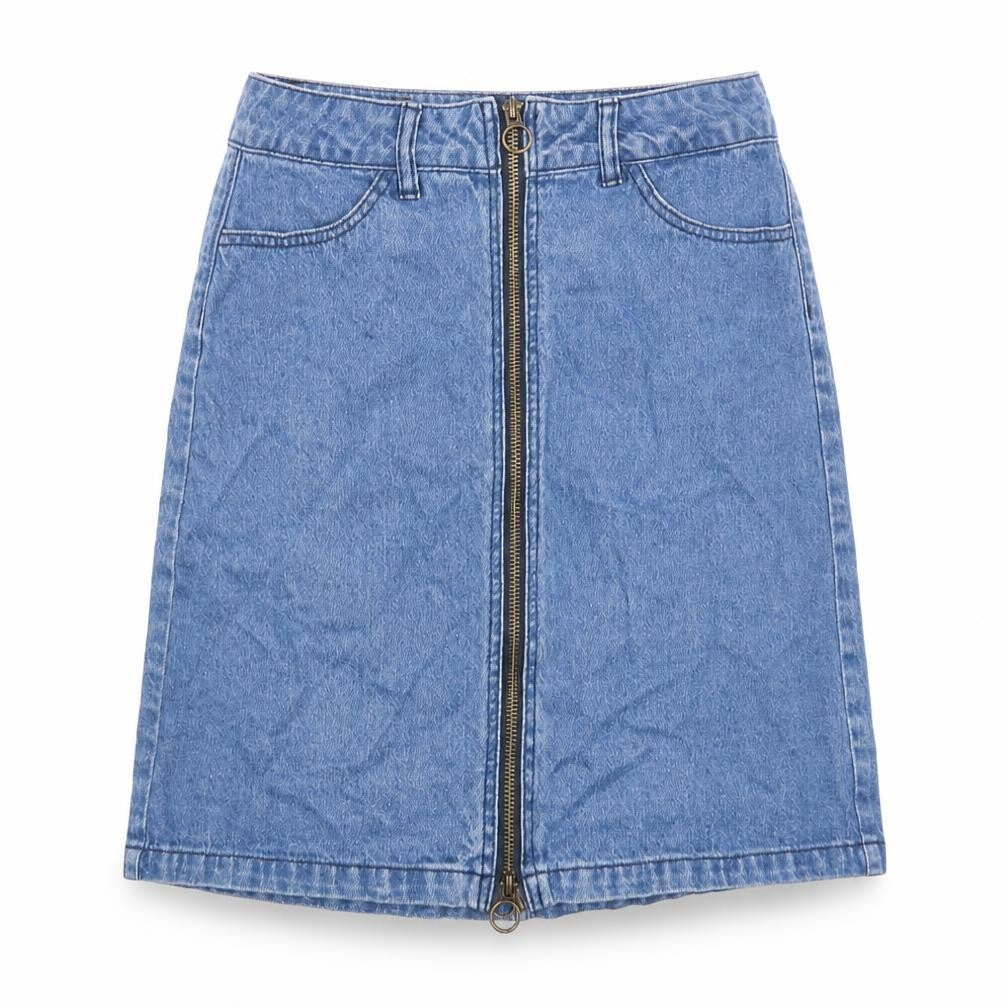 Only Womens Blue Cotton Straight & Pencil Skirt Size 6 Zip