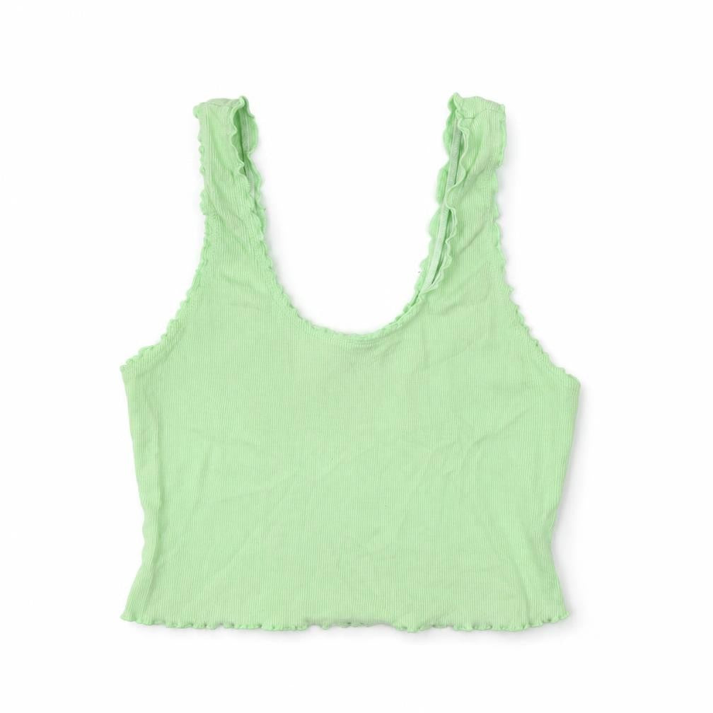 ASOS Womens Green Cotton Cropped Tank Size 10 Scoop Neck