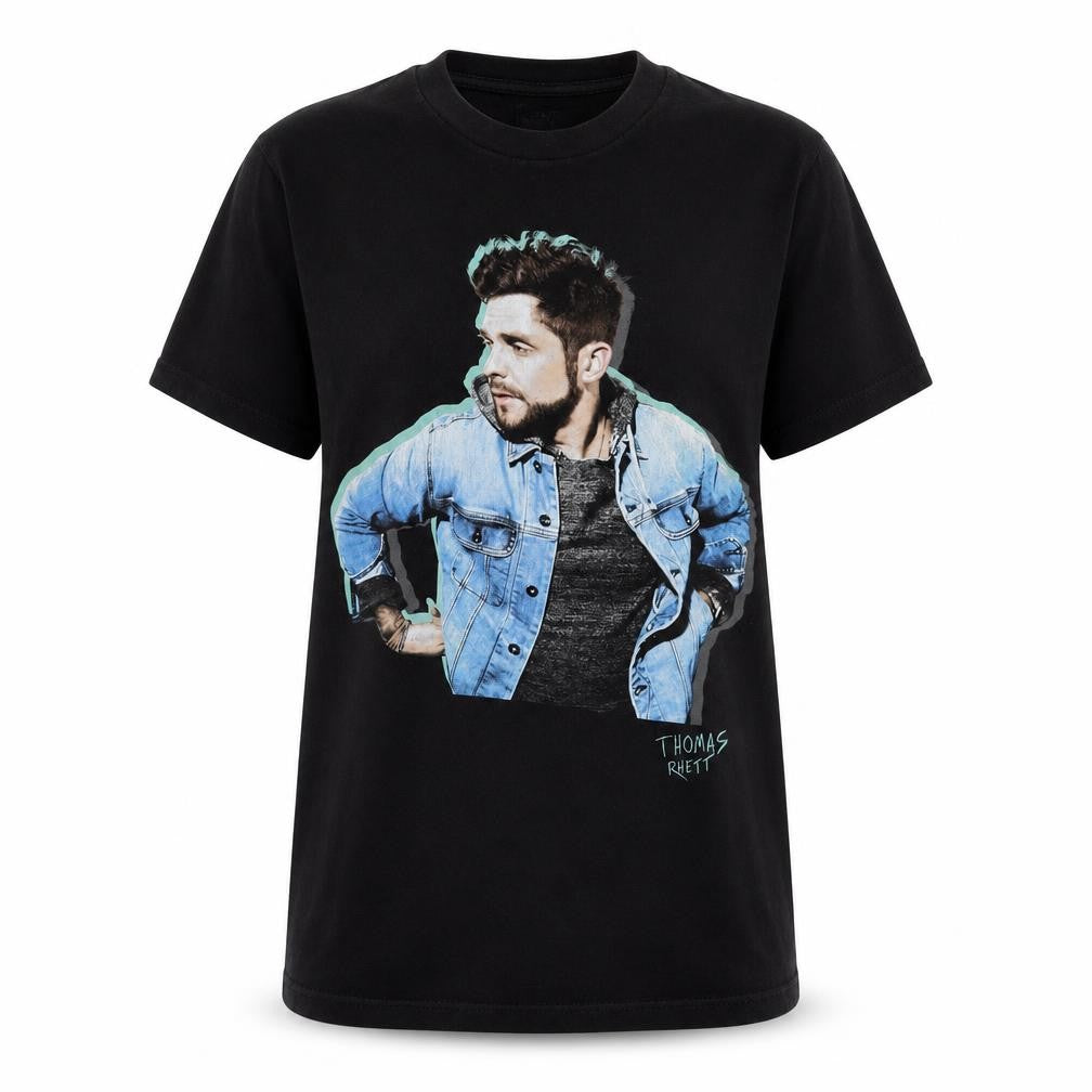 Front view of Thomas Gear women’s black cotton basic t-shirt, size S, round neck - thomas rhett