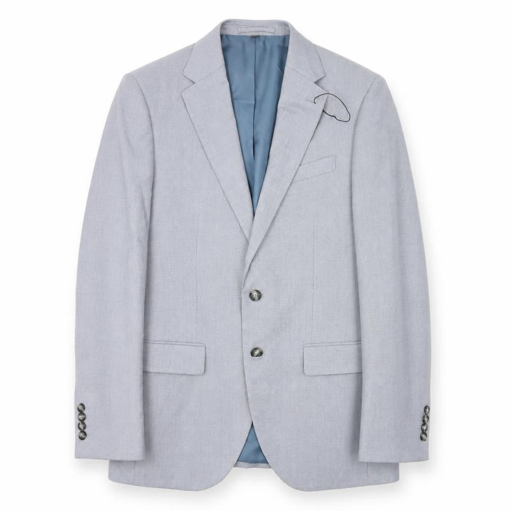 Front view of Marks & Spencer men’s blue polyester jacket suit jacket, size 38, regular