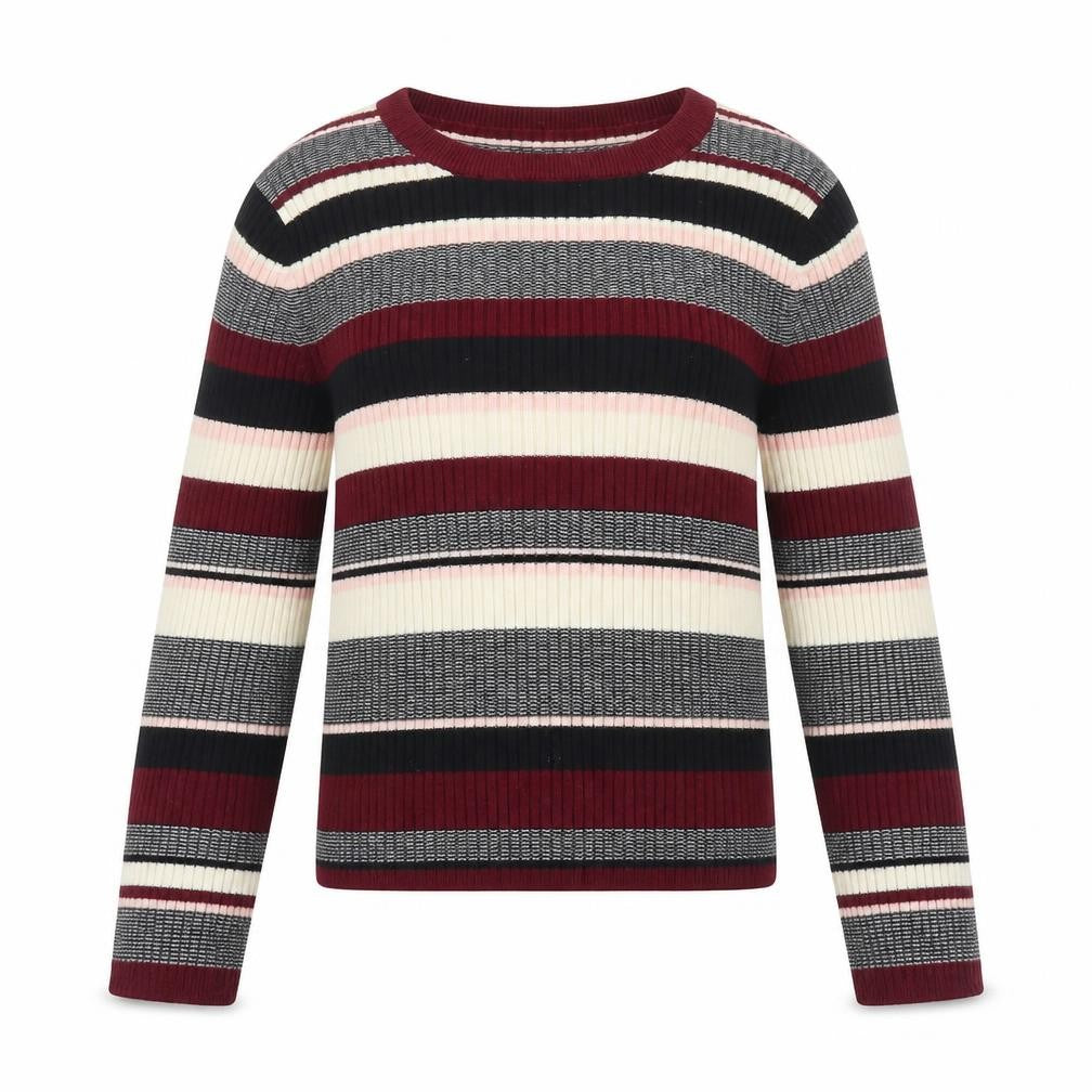 New Look Girls Multicoloured Boat Neck Striped Viscose Pullover Jumper Size 12-13 Years Pullover - Ribbed