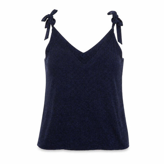 Front view of Next women’s blue cotton basic tank, size UK 12, v-neck