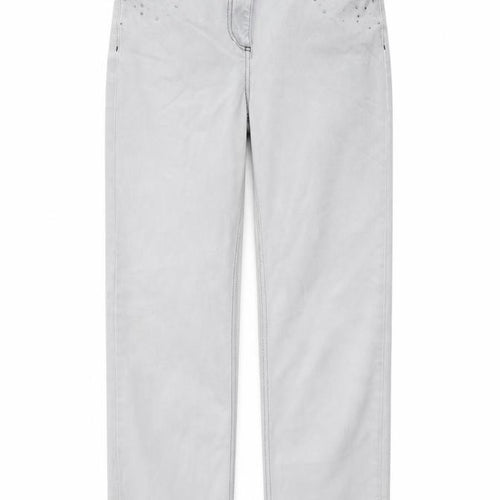 Per Una Womens Grey Cotton Straight Jeans Size 28 in L30 in Regular Button