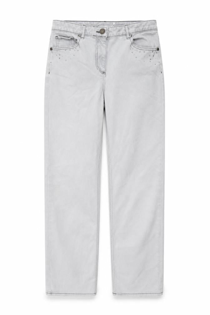 Per Una Womens Grey Cotton Straight Jeans Size 28 in L30 in Regular Button