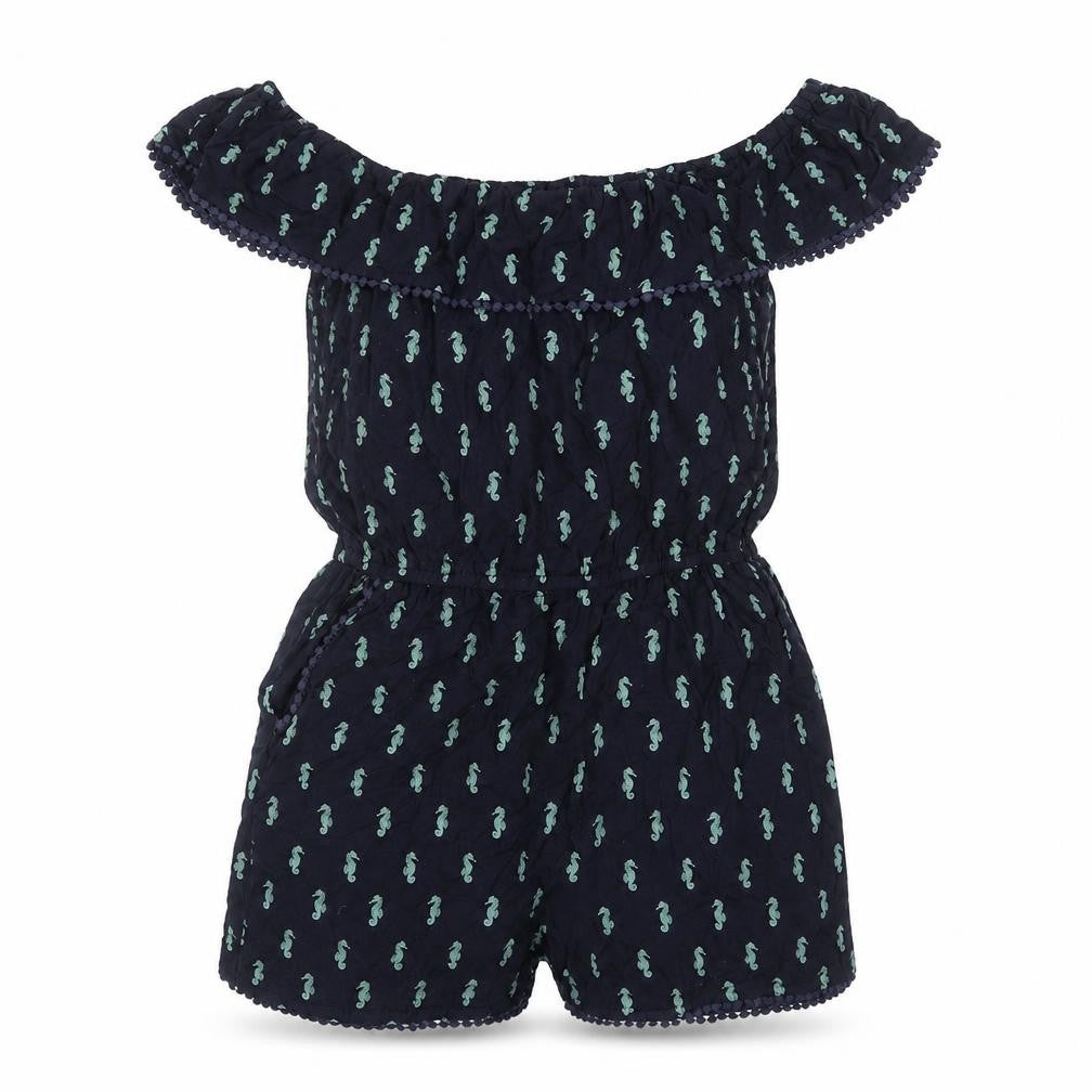 Oasis Womens Blue Geometric Viscose Playsuit One-Piece Size M Pullover - Sea Horse