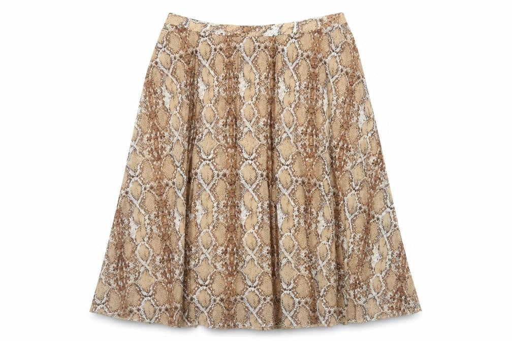 Marks and Spencer Womens Brown Animal Print Polyester Swing Skirt Size 18 - Snakeskin Pattern