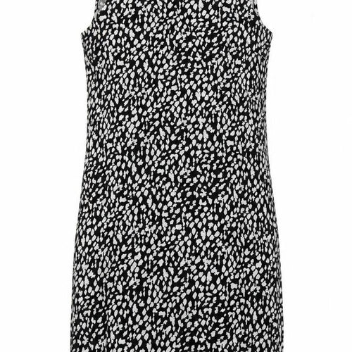 Marks and Spencer Womens Black Geometric Cotton A-Line Size 10 Boat Neck Pullover