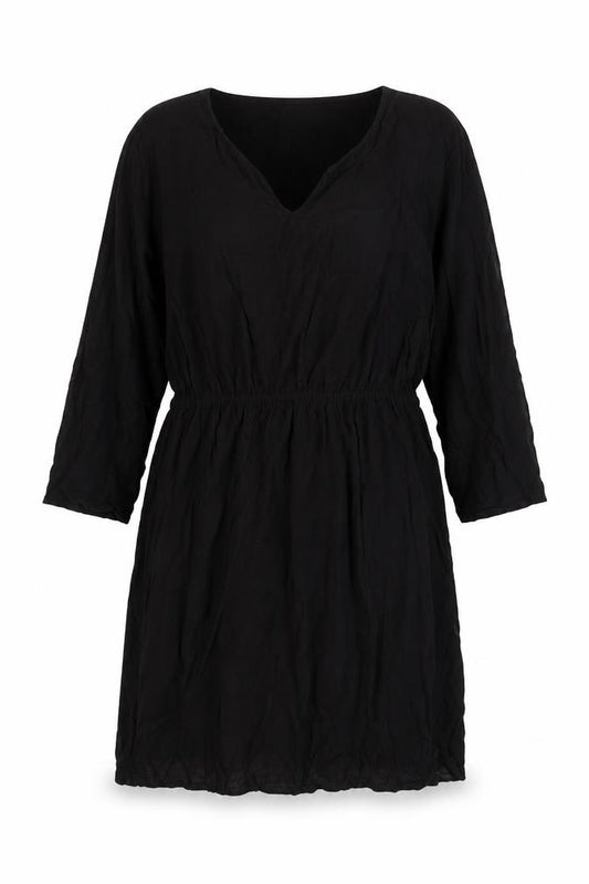 Front view of Divided women’s black viscose kaftan, size UK 12, v-neck pullover