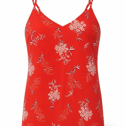 Cotton On Womens Red Floral Polyester Camisole Tank Size M V-Neck