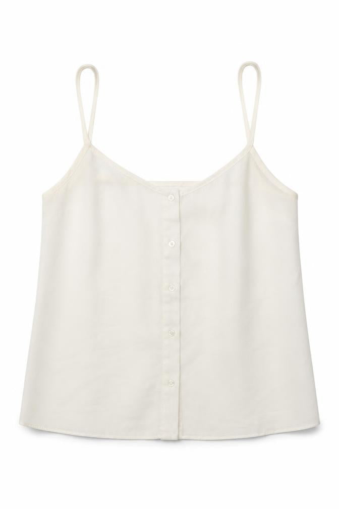 Topshop Womens White Polyester Camisole Tank Size 8 Scoop Neck