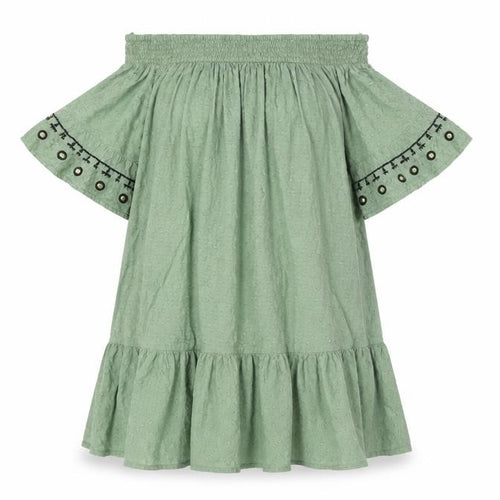 F&F Womens Green Geometric 100% Cotton Trapeze & Swing Size S Off the Shoulder Pullover