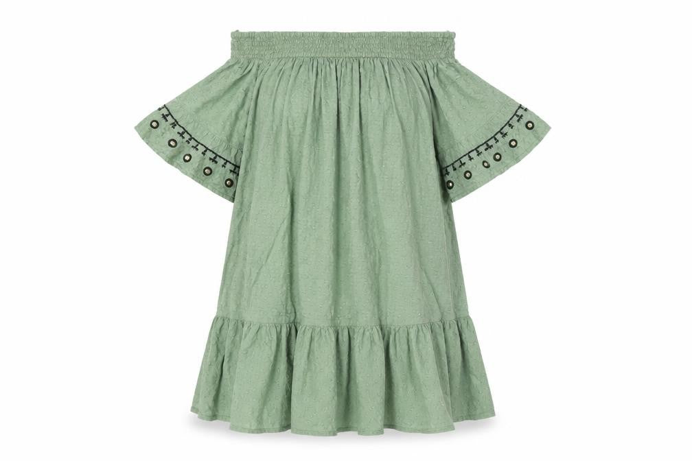 F&F Womens Green Geometric 100% Cotton Trapeze & Swing Size S Off the Shoulder Pullover