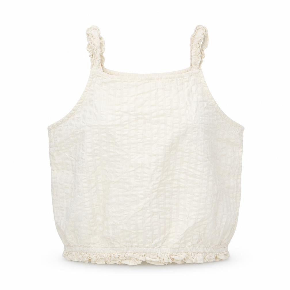 Front view of H&M girls’ white 100% cotton cropped tank, size 13, years square neck pullover