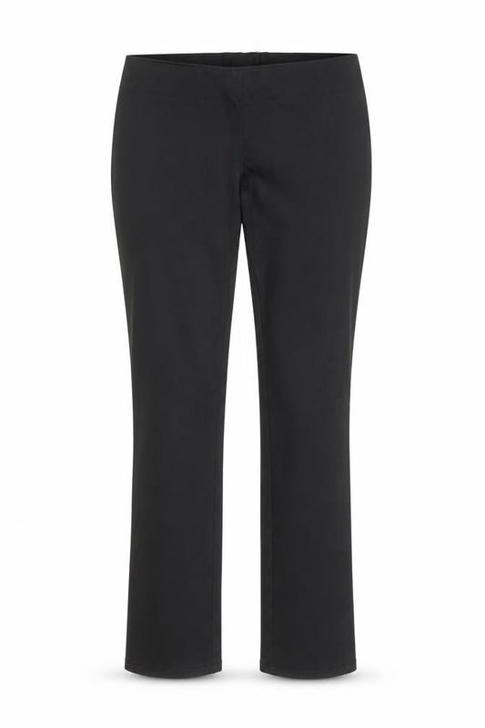 Front view of Topshop women’s black polyester trousers, size UK 10, regular zip