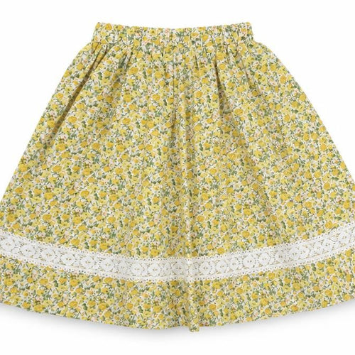 SheIn Girls Yellow Floral Polyester Swing Skirt Size 10 Years Regular Pull On