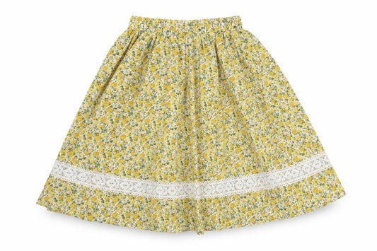 SheIn Girls Yellow Floral Polyester Swing Skirt Size 10 Years Regular Pull On