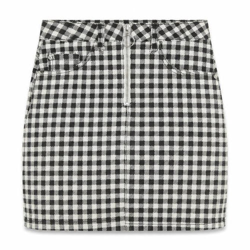 Denim & Co. Womens Black Check Cotton Straight & Pencil Skirt Size 8 Zip