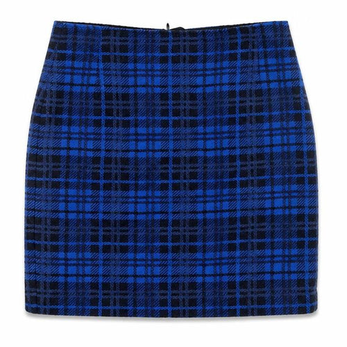 MICHELE Womens Blue Plaid Polyester Straight & Pencil Skirt Size 8 Zip