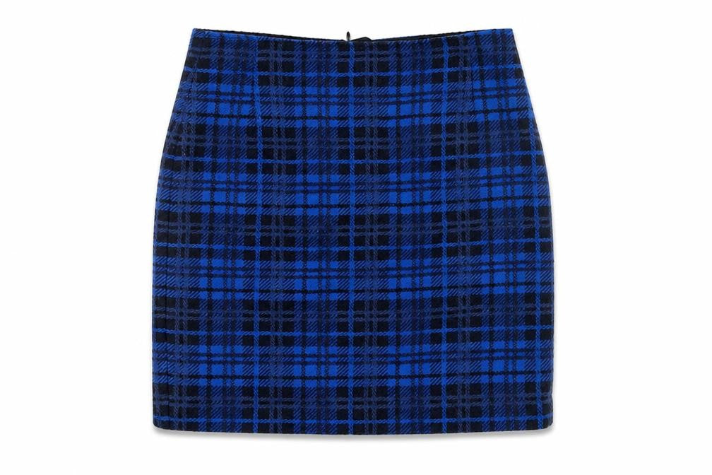 MICHELE Womens Blue Plaid Polyester Straight & Pencil Skirt Size 8 Zip