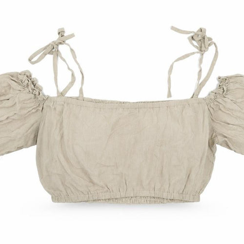 Nasty Gal Womens Beige Viscose Cropped Blouse Size 12 Square Neck