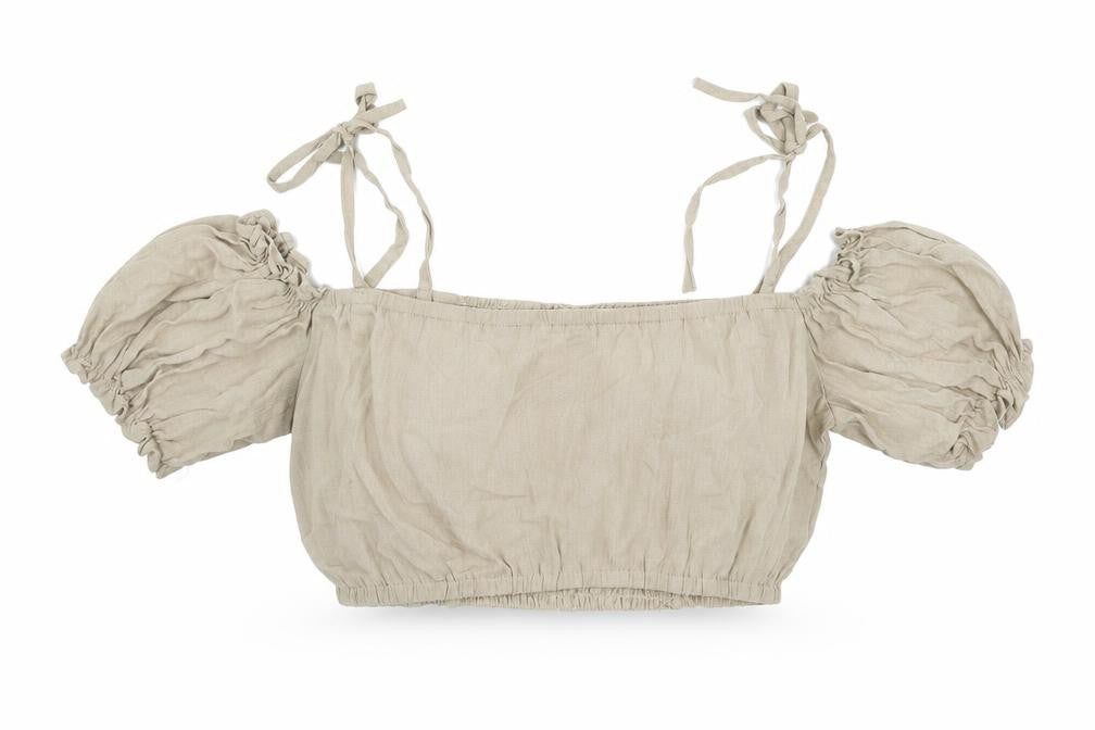 Nasty Gal Womens Beige Viscose Cropped Blouse Size 12 Square Neck