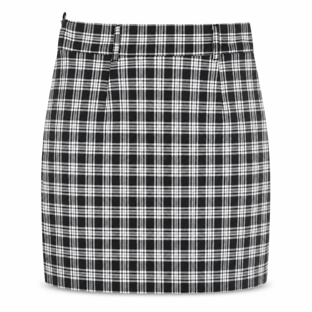 H&M Womens Black Plaid Polyester Straight & Pencil Skirt Size 10 Zip