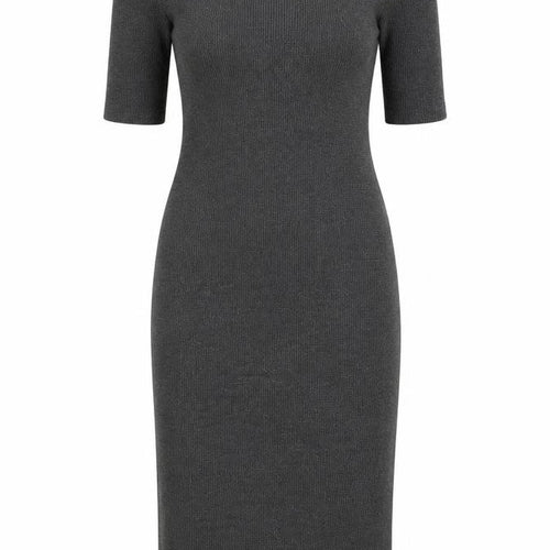 Mango Womens Grey Polyester Bodycon Size XS Round Neck Zip