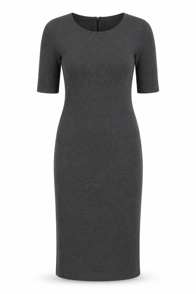 Mango Womens Grey Polyester Bodycon Size XS Round Neck Zip