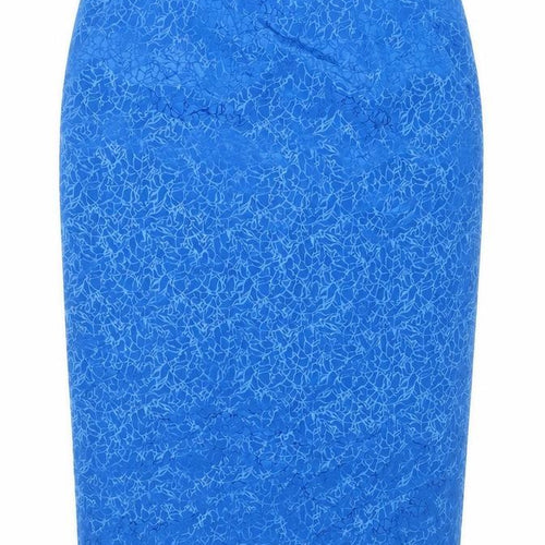 Preworn Womens Blue Geometric Polyester Straight & Pencil Skirt Size 10 Zip