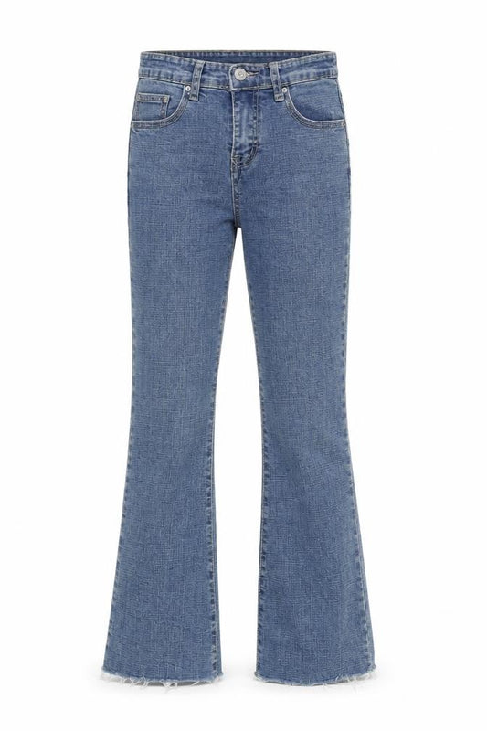 Front view of Party Jeans women’s blue cotton bootcut jeans, size S, regular zip