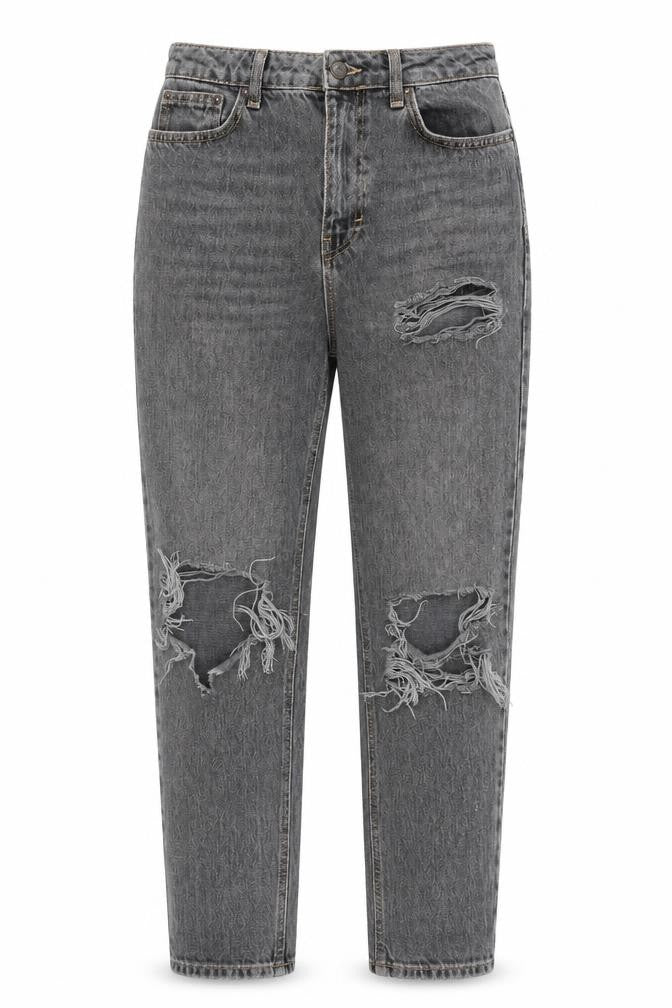 Topshop Womens Grey Cotton Mom Jeans Size 28 in Regular Zip