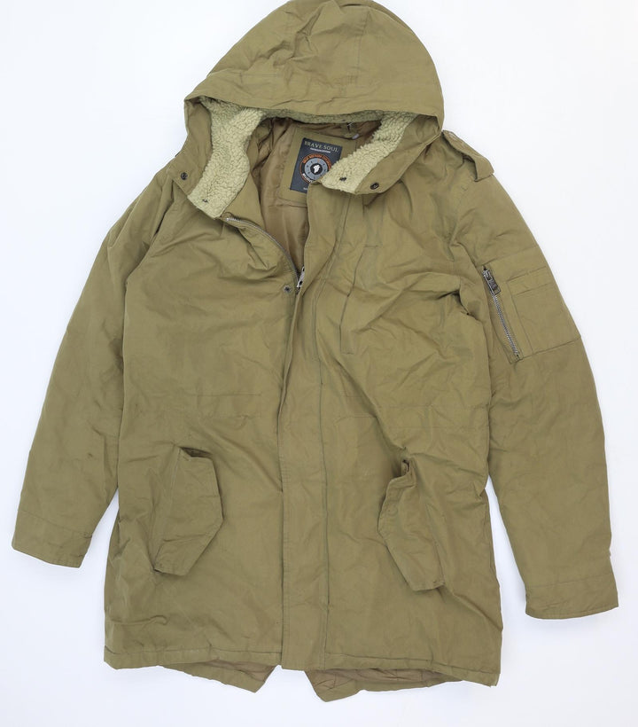 Brave Soul Womens Brown Jacket Size M Zip - Hooded