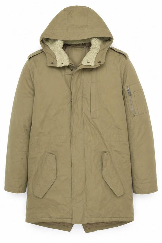 Front view of Brave Soul women’s brown jacket, size M, zip - hooded