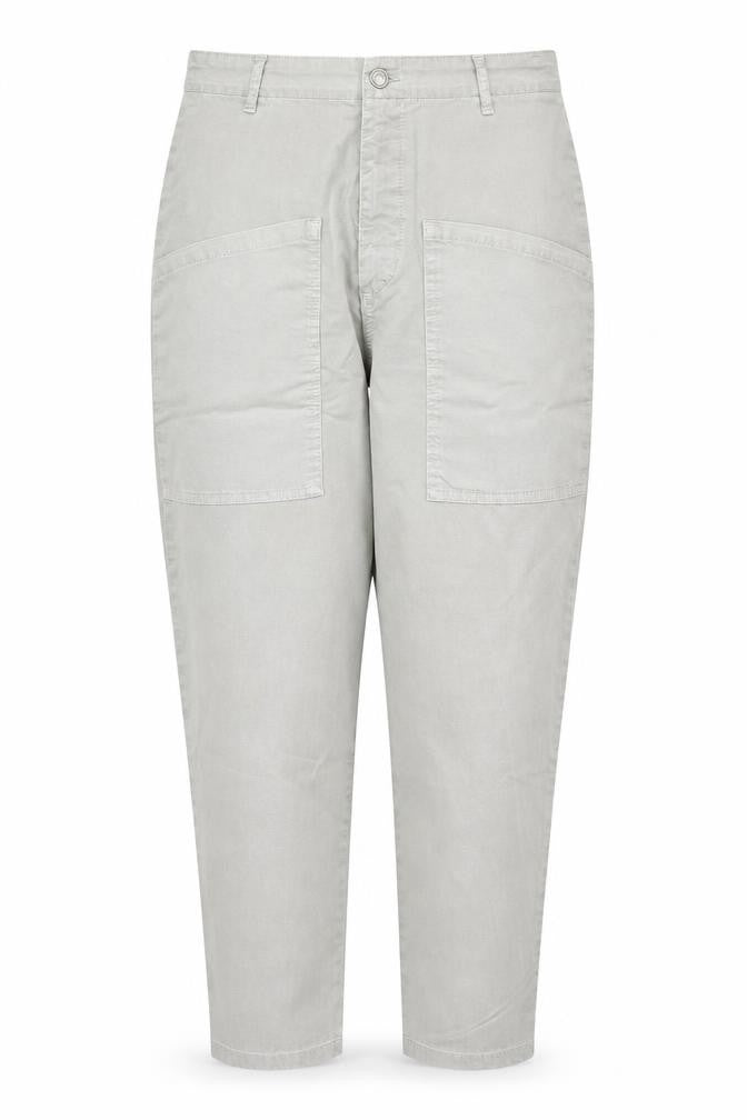 Front view of Zara women’s beige polyester tapered jeans, size UK 8, regular zip