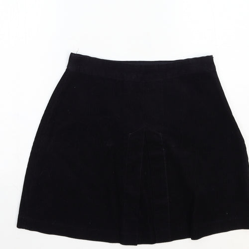 Zara Womens Black Cotton Mini Skirt Size S Zip
