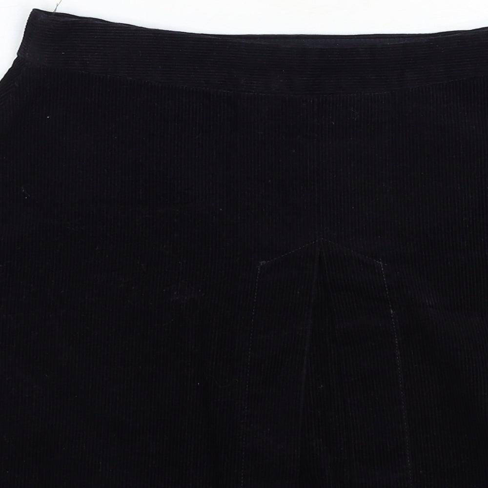 Zara Womens Black Cotton Mini Skirt Size S Zip
