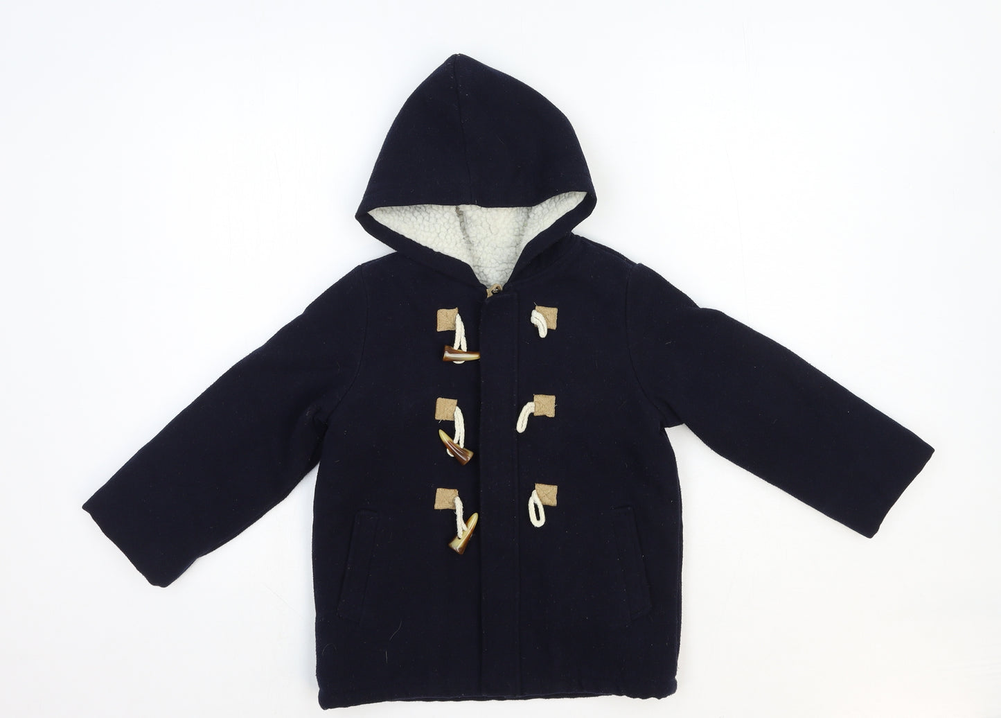 Wortbos Boys Blue Duffle Coat Coat Size 3-4 Years Zip