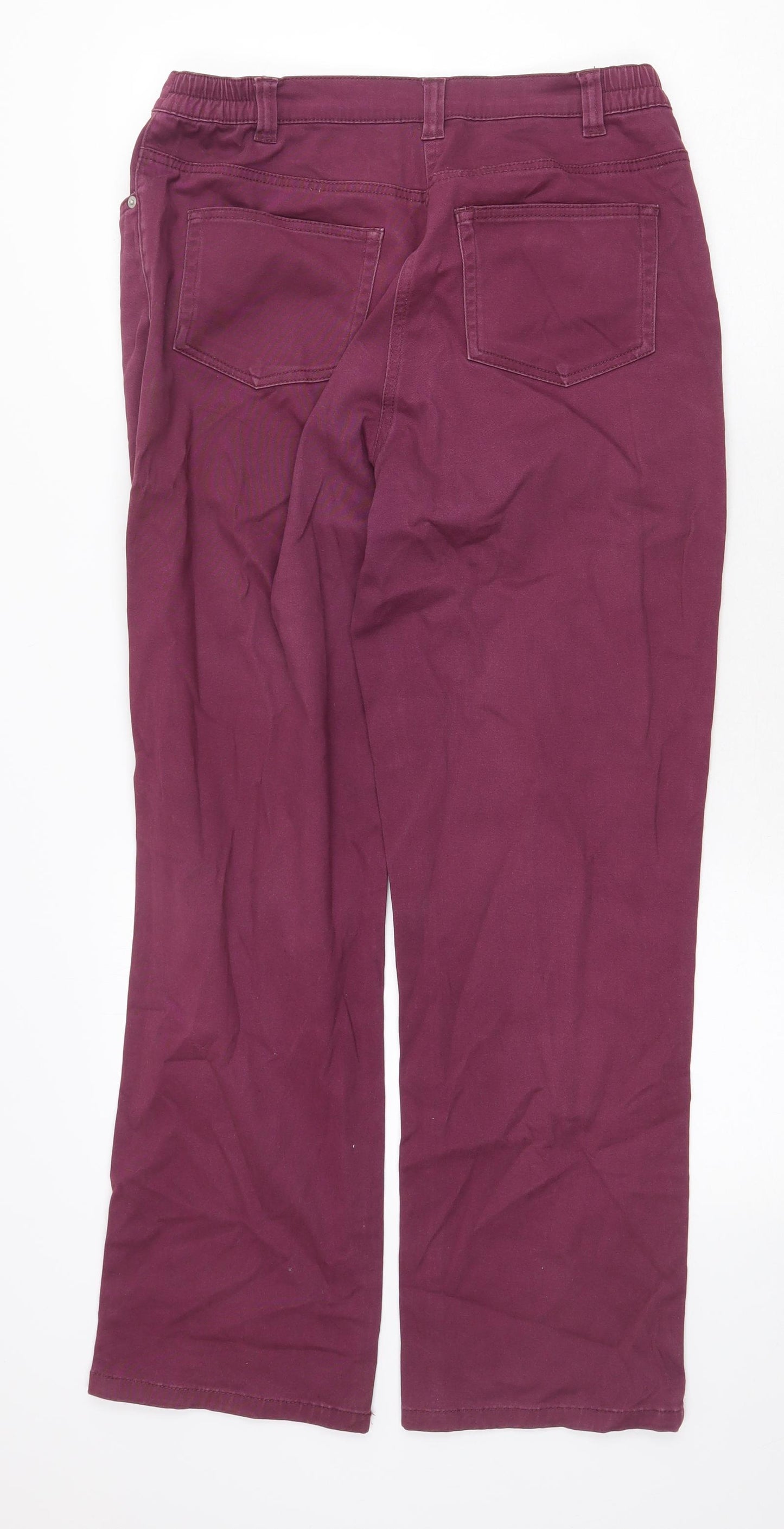Damart Womens Purple Cotton Straight Jeans Size 12 Regular Zip