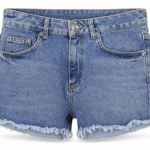 Topshop Womens Blue Cotton Cut-Off Shorts Size 28 in Regular Zip