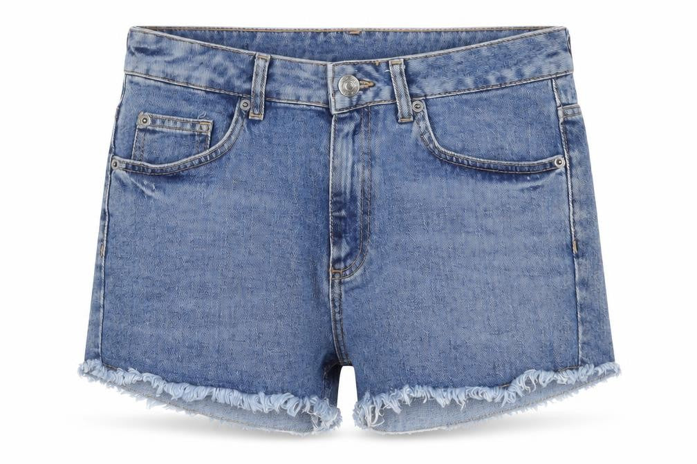 Topshop Womens Blue Cotton Cut-Off Shorts Size 28 in Regular Zip