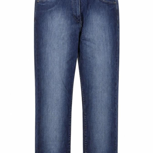 Preworn Womens Blue Cotton Straight Jeans Size 32 in Regular Zip