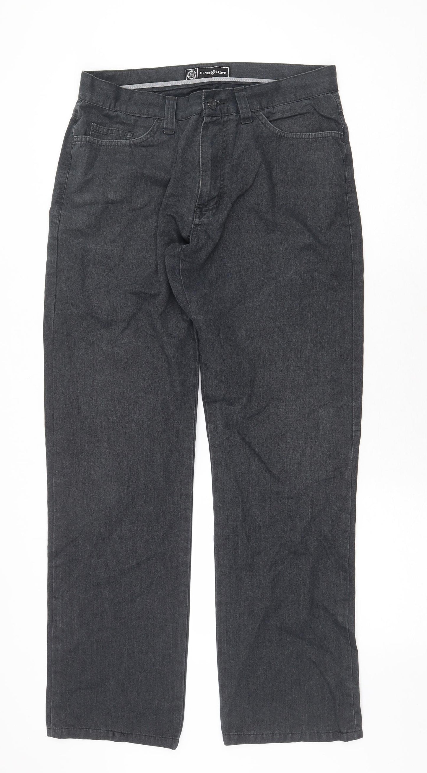 Henri Lloyd Mens Grey Cotton Straight Jeans Size 32 in Regular Zip