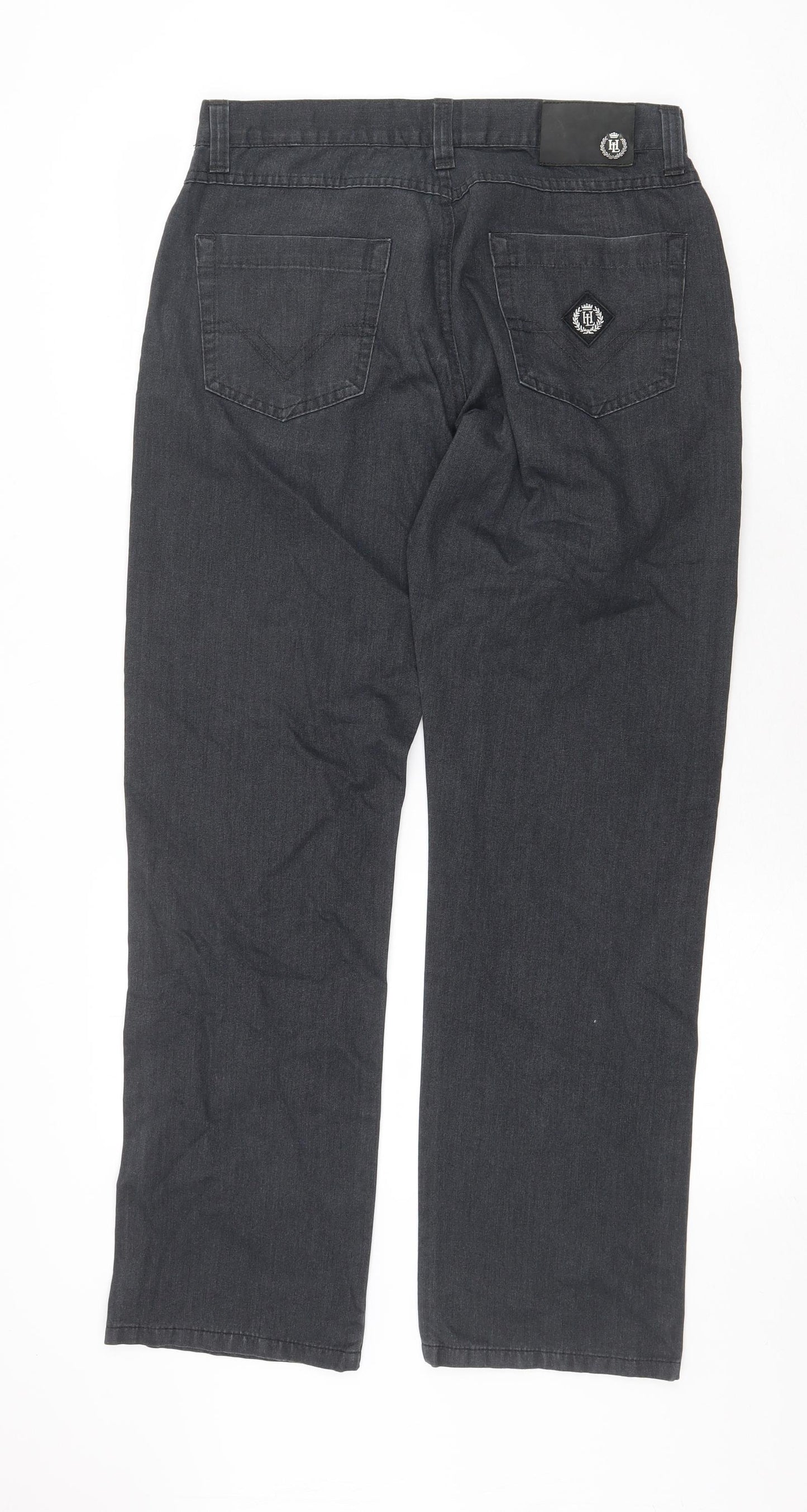 Henri Lloyd Mens Grey Cotton Straight Jeans Size 32 in Regular Zip