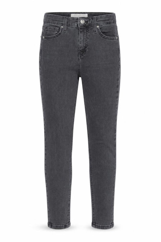 Front view of Topshop women’s grey cotton skinny jeans, size UK 26, in regular zip