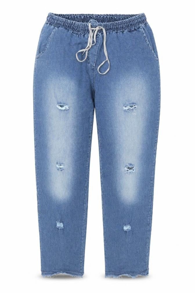 Preworn Womens Blue Cotton Straight Jeans Size 3XL Regular Tie